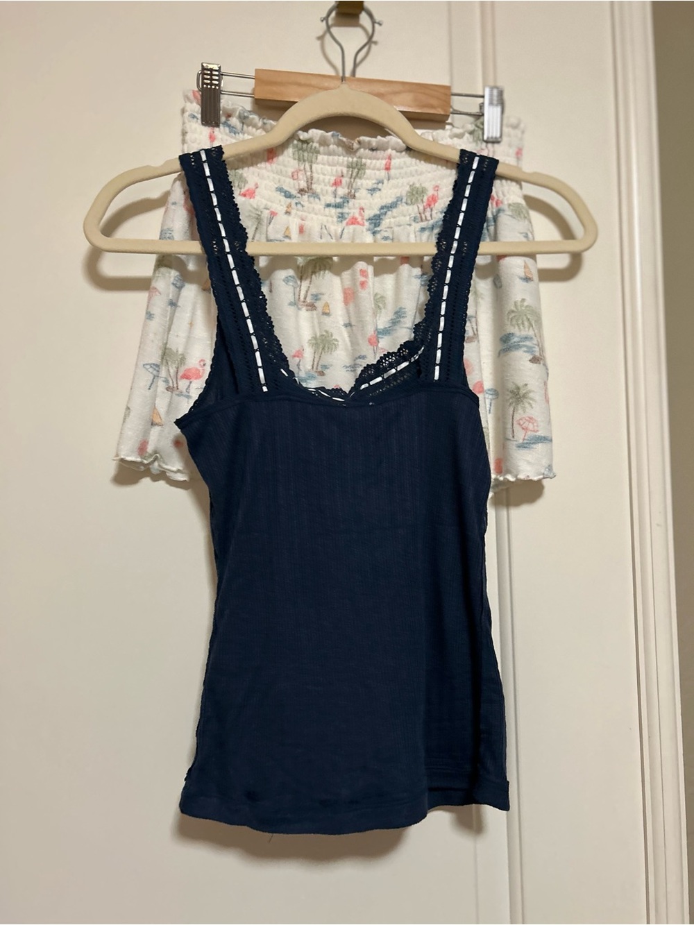 🦩🌴🌊Z Supply Flamingo Island Shorts & Free People Navy Lace-Trim Set🌴🦩☀️